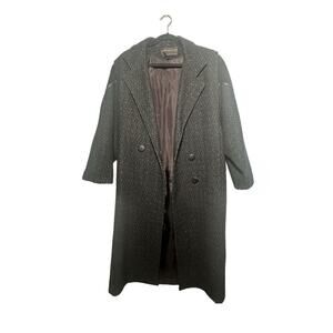 Vintage David Benjamin Women’s Black Wool Long Trench Overcoat Size 10